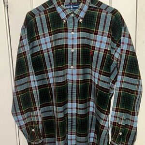 Ralph Lauren Men’s Plaid Button-Down Shirt - Blue & Green Mens Size XL